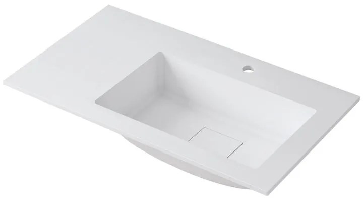 Lavabo a incasso rettangolare vasca a destra L 80.5 x H 15 x P 46 cm in resina bianco opaco