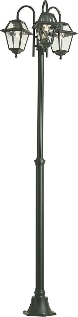 Lanterna da esterno classica verde scuro 235 cm 3 luci IP44 - Berta