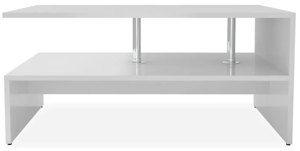 Tavolino da Salotto in Legno Multistrato 90x59x42 cm Bianco