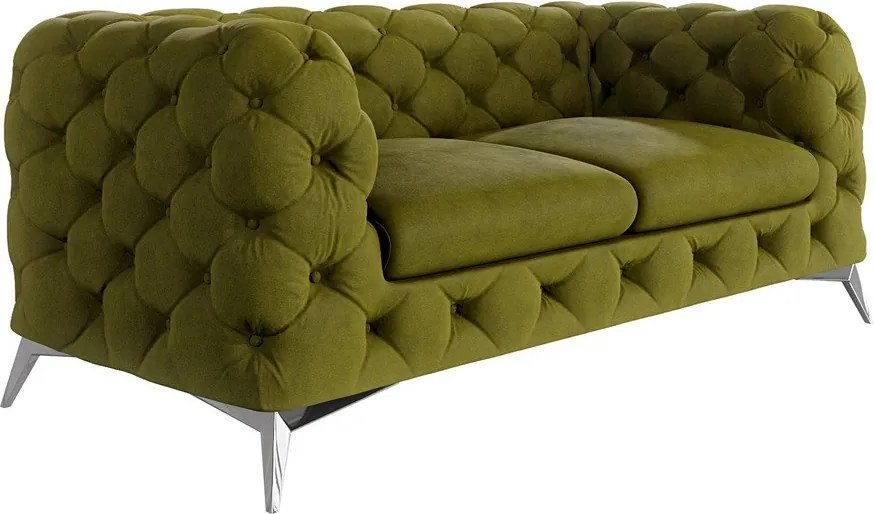 Divano verde con rivestimento in velluto 185 cm Chelsea – Ropez