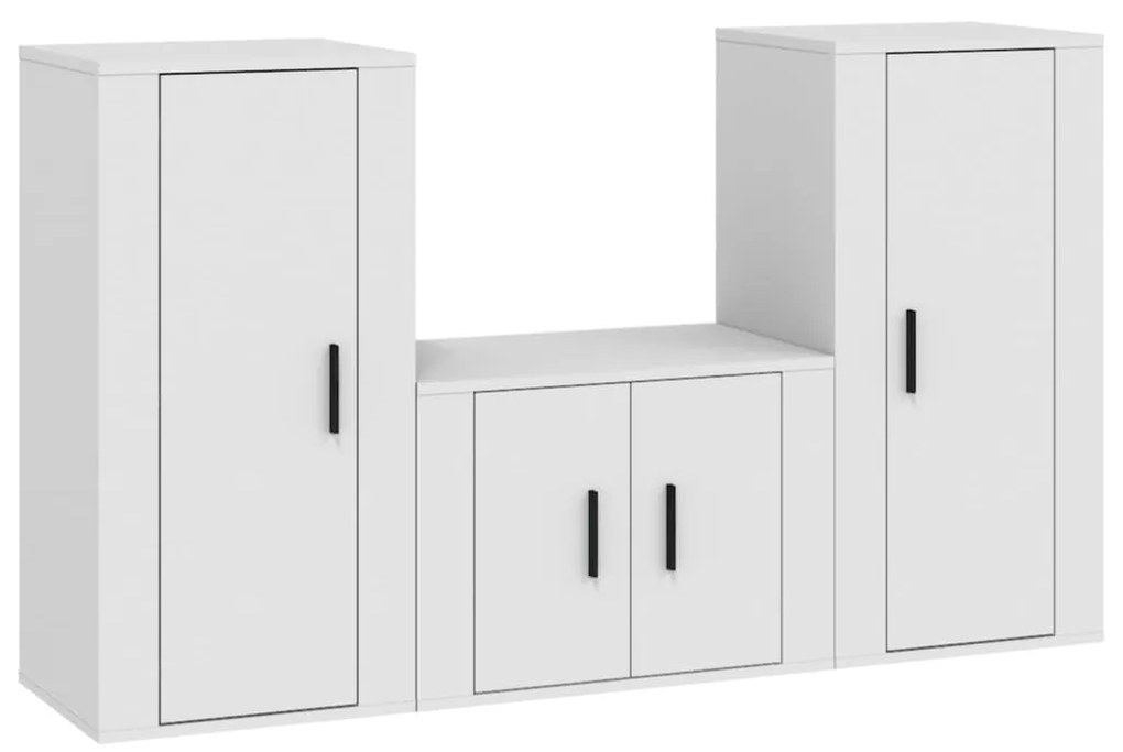 Set Mobili Porta TV 3 pz Bianco in Legno Multistrato