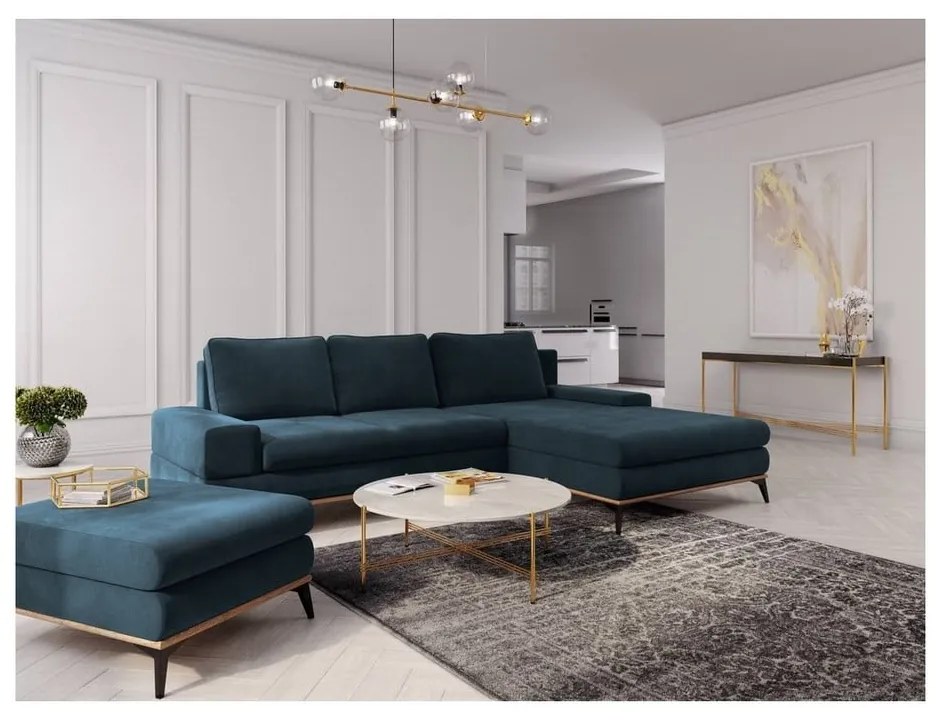 Divano letto angolare blu petrolio, angolo destro Planet - Windsor &amp; Co Sofas