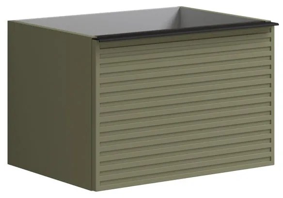 Mobile da bagno sotto lavabo Pixel stripes laccato opaco verde salvia e maniglia alluminio nero L 60 x H 40 x P 45.5 cm 2 cassetti, lavabo non incluso