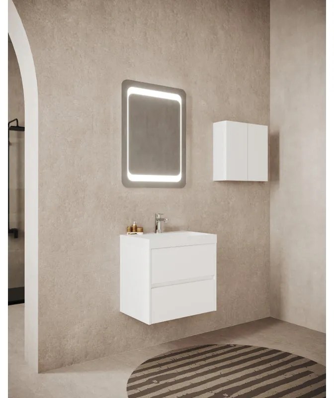Mobile sottolavabo e lavabo Portofino per vasca centrale bianco in mdf L 60 x H 50.5 x P 40 cm 2 cassetti