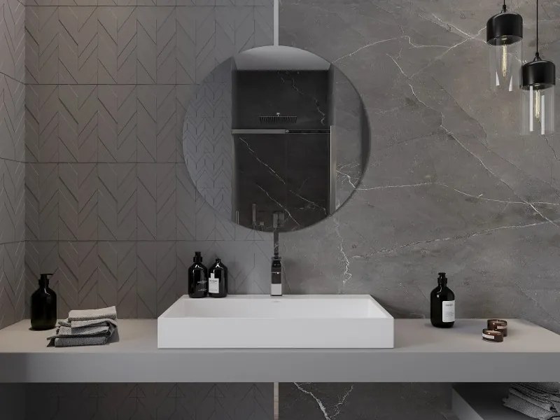 Mexen Alto lucido specchio da bagno rotondo 80 cm - 9853-080-080-000-00