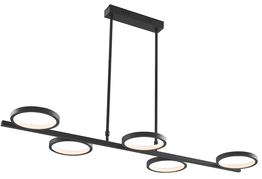 Lampada a sospensione moderna nera con LED dimmerabile a 3 livelli 5 luci - Vivé