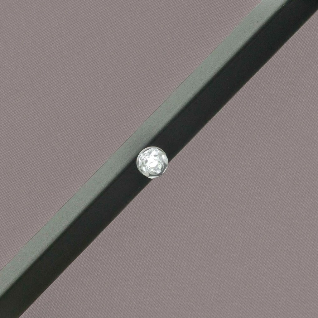 Ombrellone da Giardino Inclinabile Ø265 cm con 32 Luci LED Solari e Manovella Grigio...