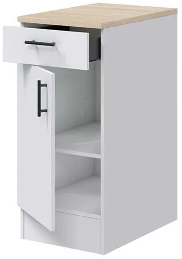Mobile Base 40x60x90h Kira 1 Cassetto 1 Anta MDF Bianco/Rovere – Arredo Casa e Cucina