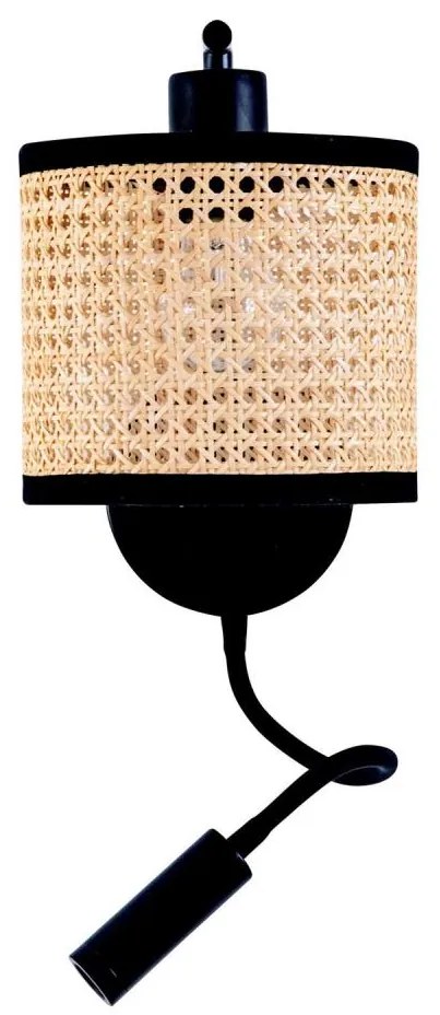 Zambelis 20355 - Lampada da parete LED 1xE27/40W + LED/3W/230V rattan