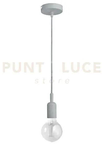 Gso085- pendente flip cavo in stoffa e rosone grigio cemento 1 luce...