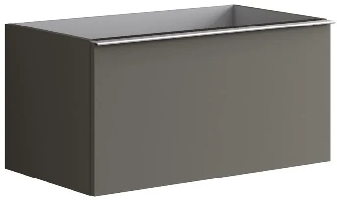 Mobile da bagno sotto lavabo Pixel plain grigio carbone e maniglia alluminio brillante laccato L 80 x H 40 x P 45.5 cm 2 cassetti, lavabo non incluso