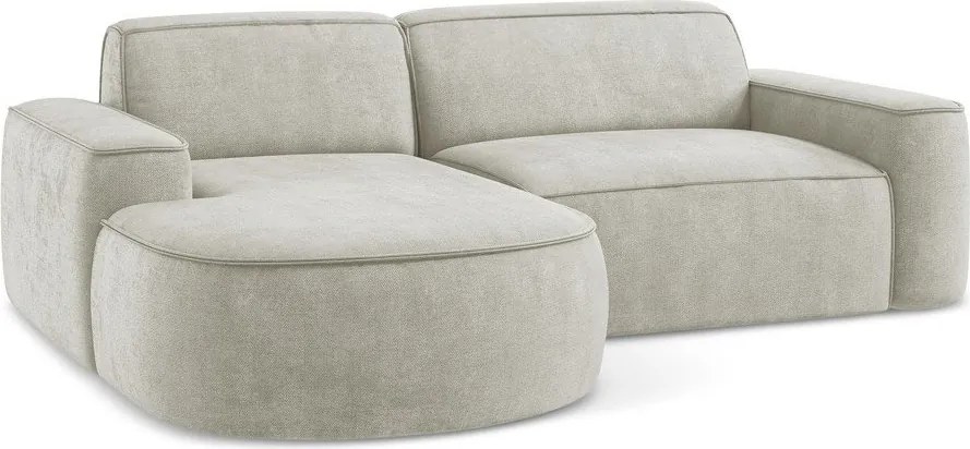 Divano angolare color crema (con penisola a sinistra/con chaise lounge) con rivestimento in ciniglia Omao – Makamii