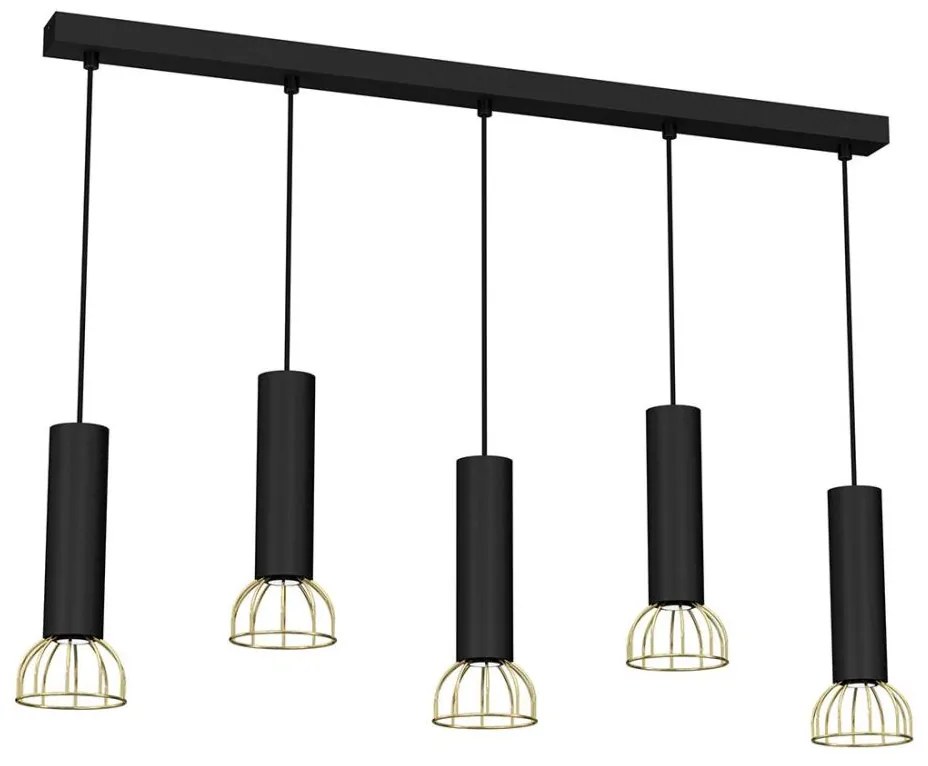 Lampadario su filo DANTE 5xGU10/25W/230V nero/oro