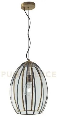 Lampadario a sospensione chester vetro affusolato trasparente e met...