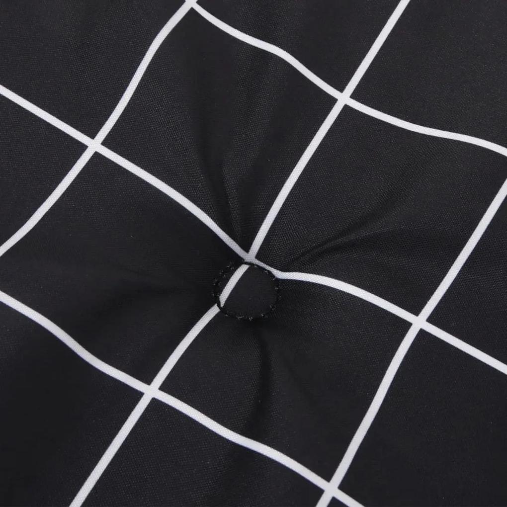 Cuscino Panca Giardino Motivo a Quadri Nero 200x50x3 cm Tessuto