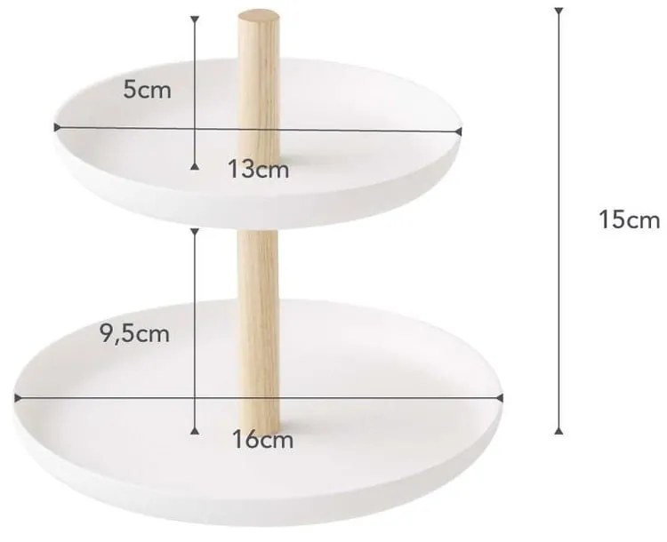 Supporto bianco con 2 vaschette e dettagli in faggio Tosca - YAMAZAKI