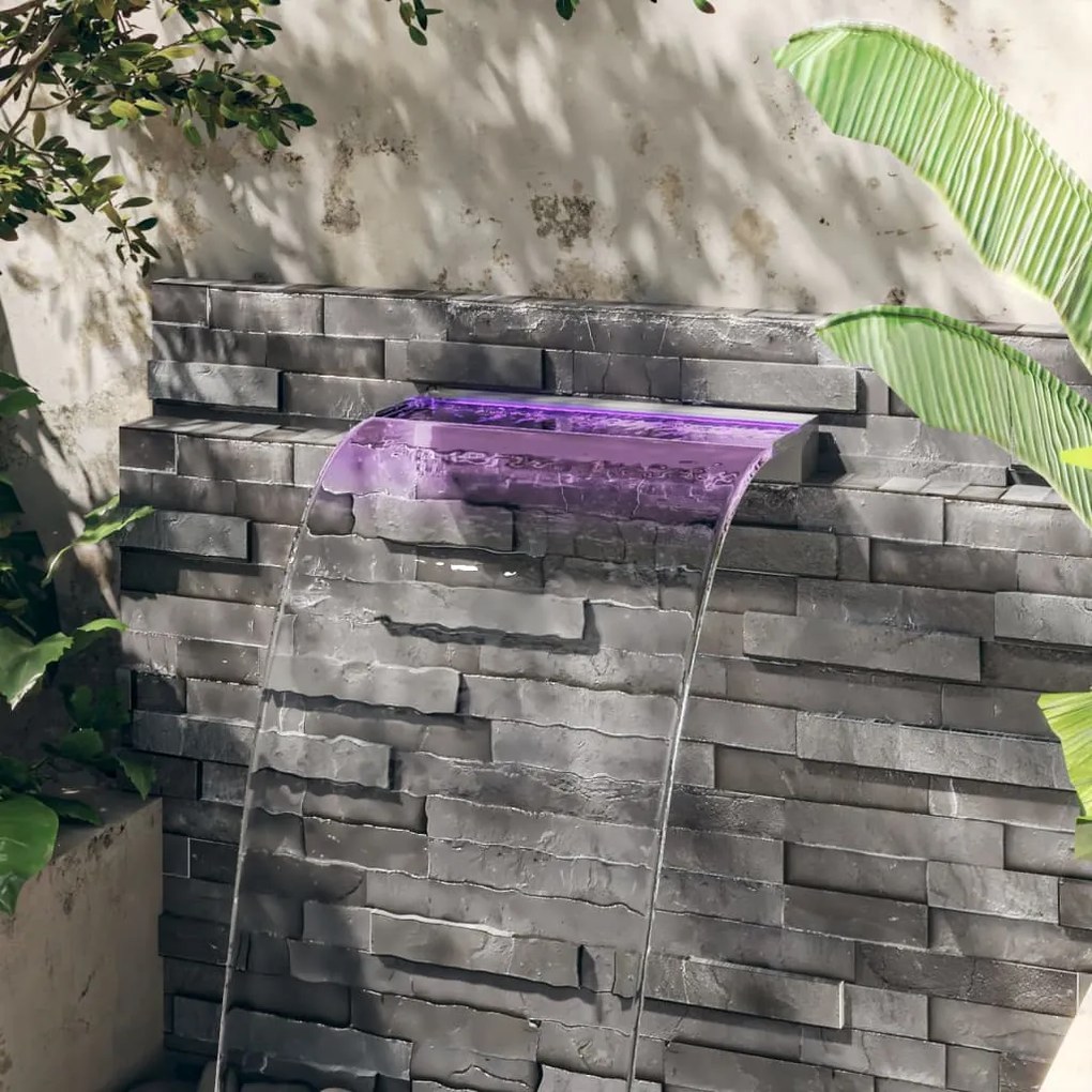 Sfioratore A Cascata Con Led Rgb Acciaio Inox 60 Cm /
