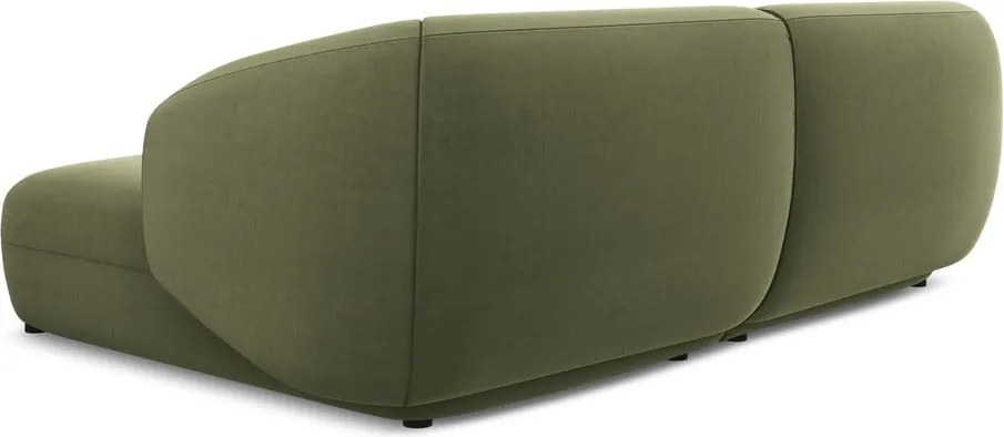 Divano angolare verde (con penisola a destra) con rivestimento in velluto Moana – Makamii