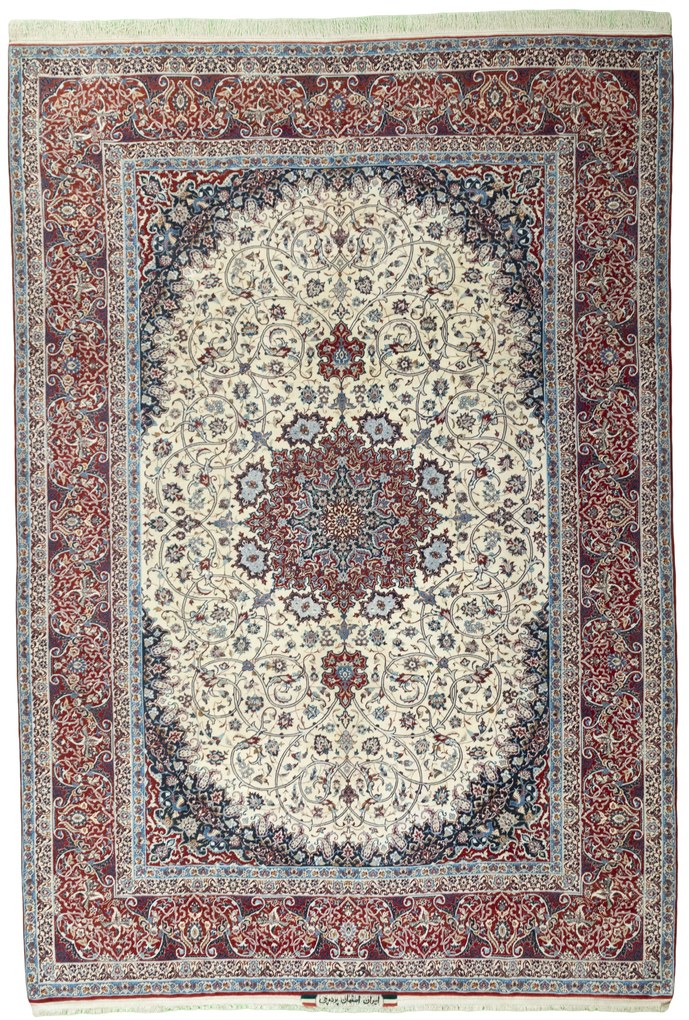 Isfahan Tappeto 380 x 260 Beige (Iran) Annodato A Mano