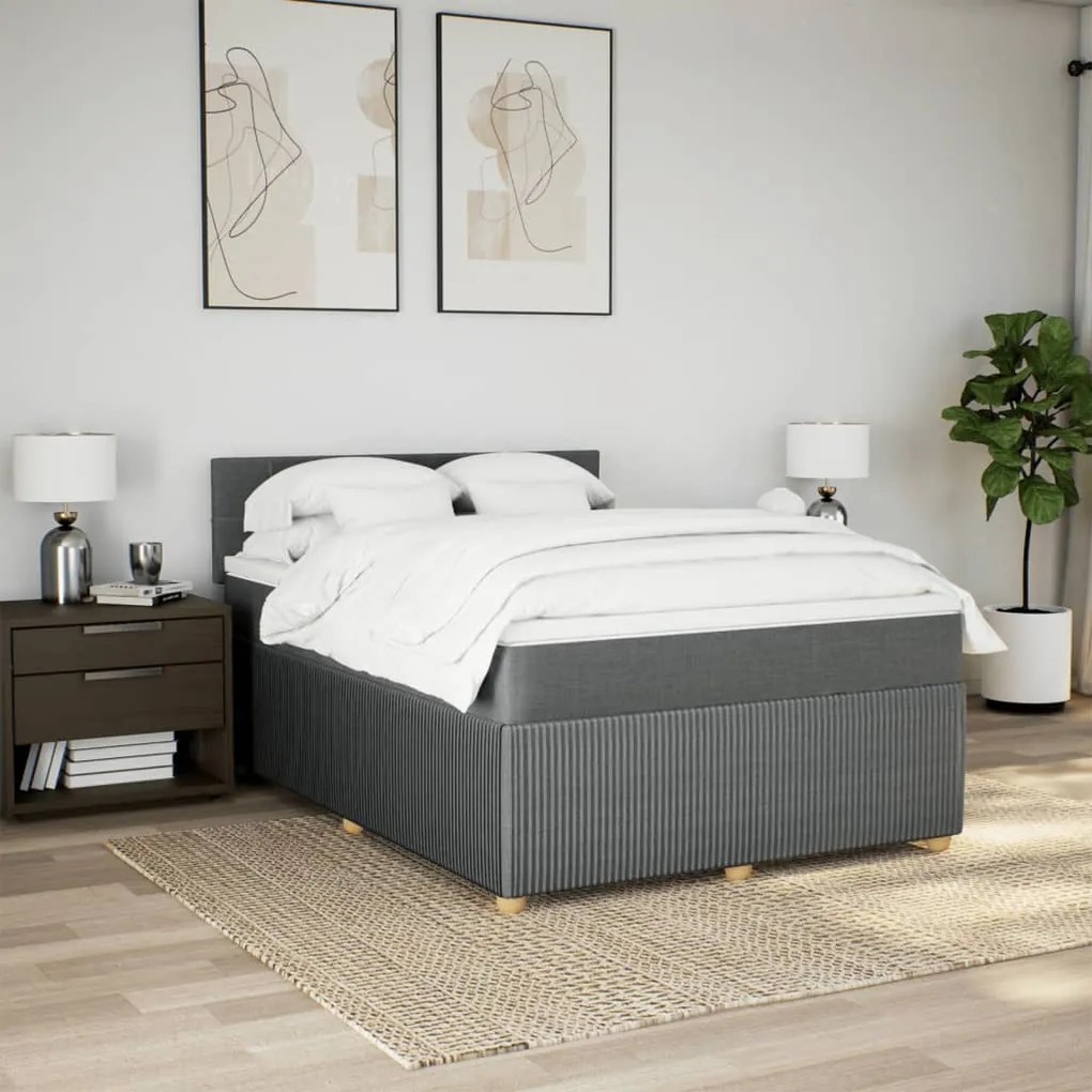 Giroletto a molle con materasso grigio scuro 140x190 cm tessuto
