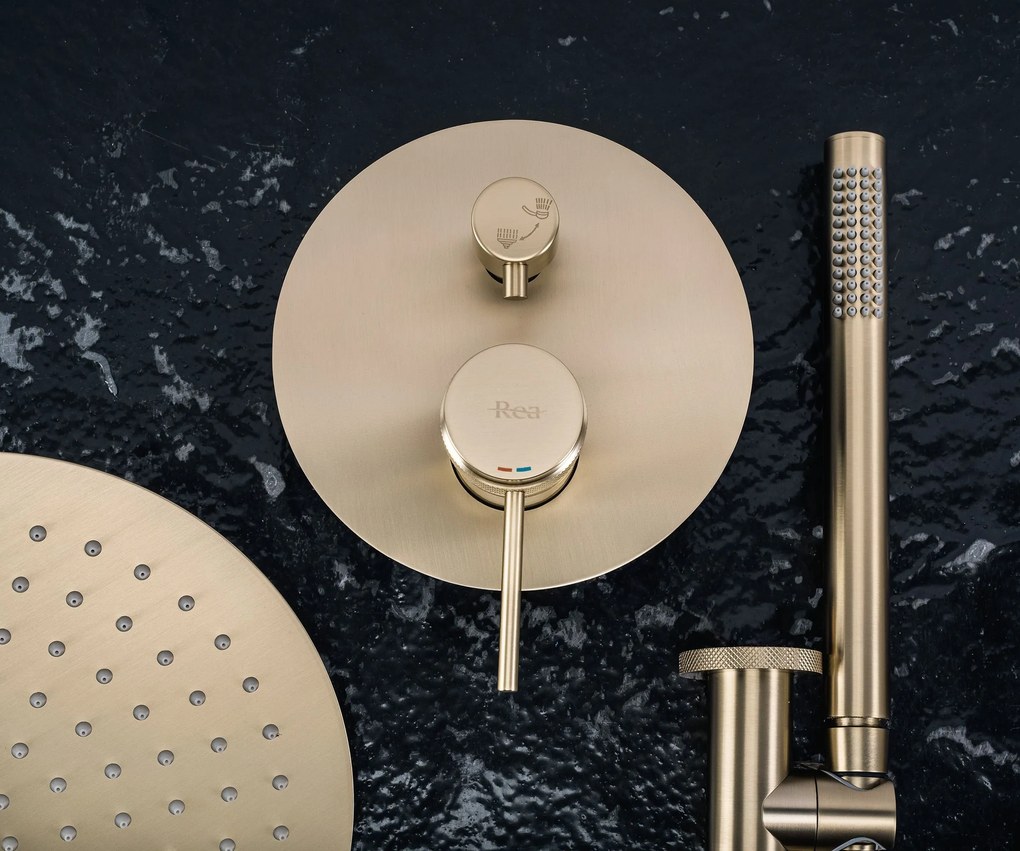 Set doccia da incasso Rea Lungo Grip Gold Brush  + BOX