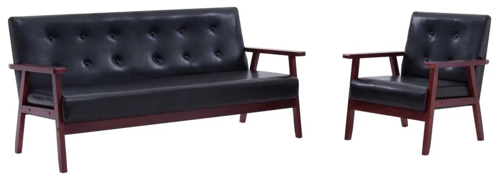 Set Di Divani 2 Pz Nero İn Similpelle /