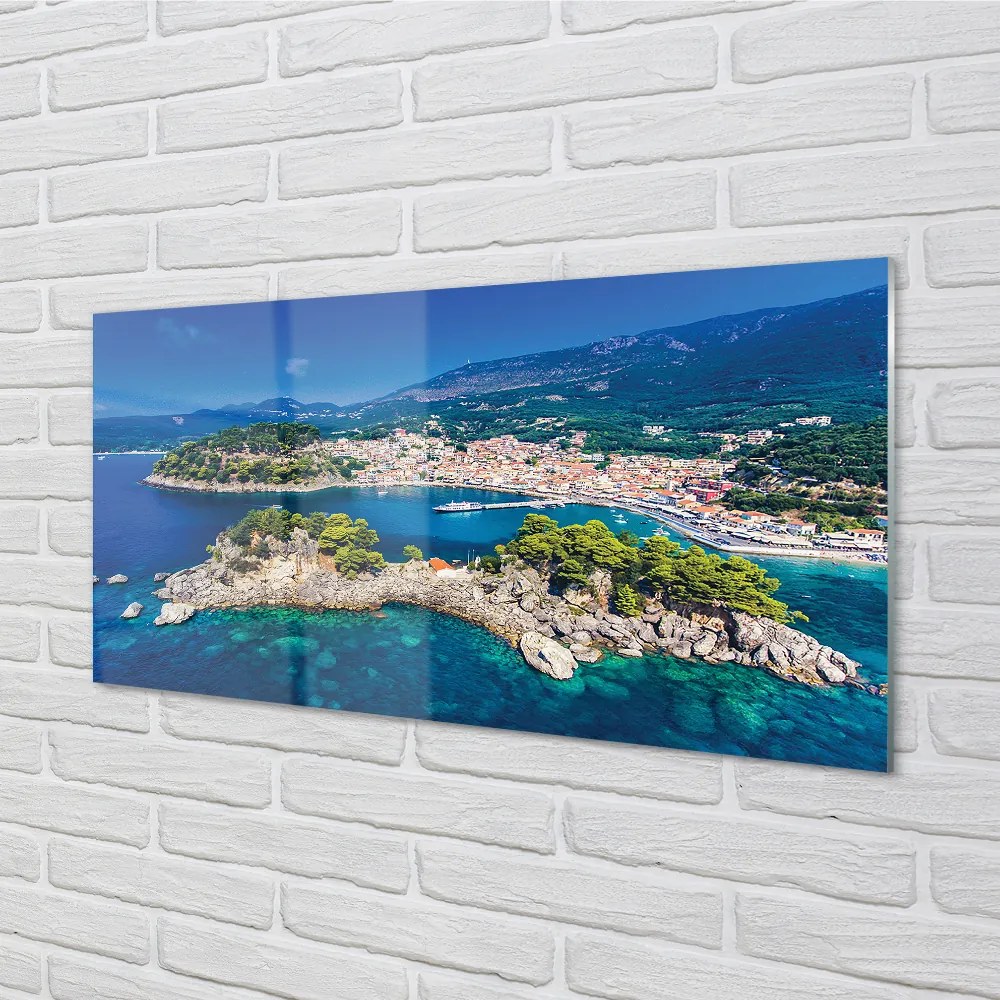 Rivestimento parete cucina Grecia Panorama della città del mare 100x50 cm