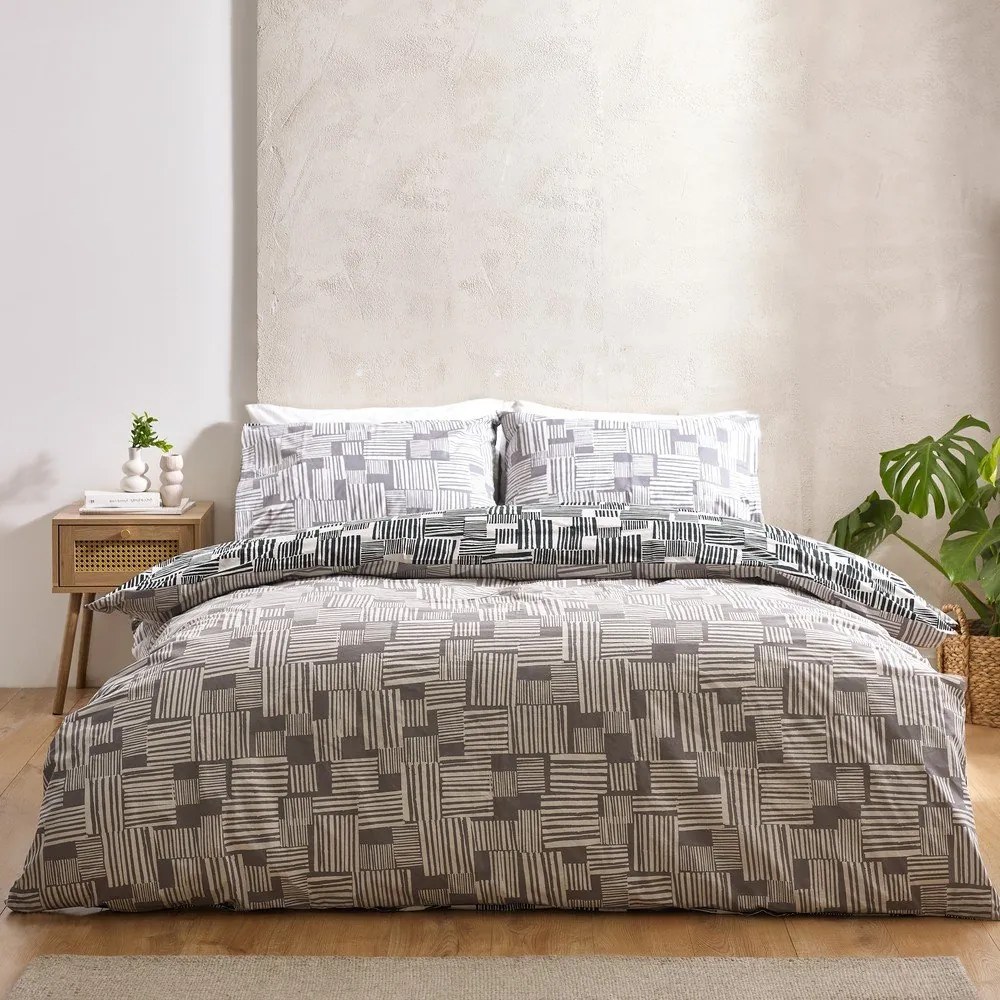 Set copripiumino e federa nero e grigio per letto singolo 135x200 cm Blocks – Catherine Lansfield