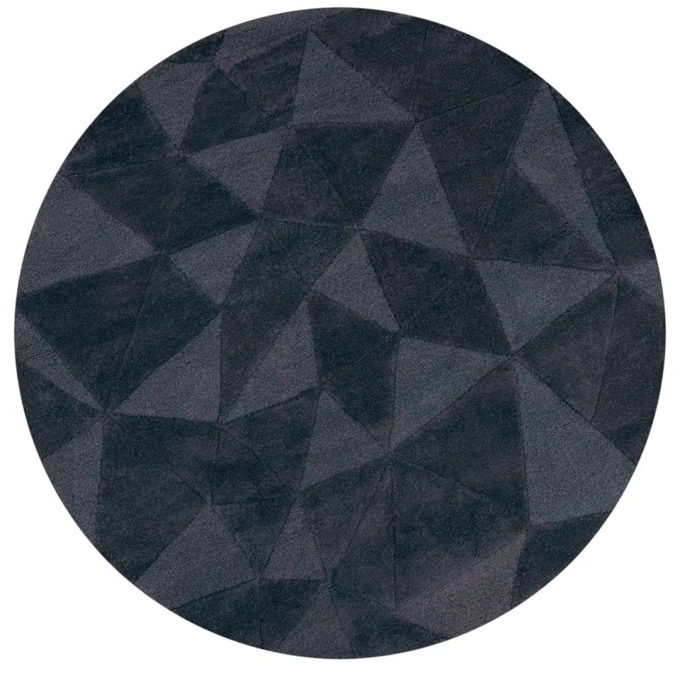 Tappeto rotondo color antracite in lana tessuto a mano ø 160 cm Shard Charcoal – Flair Rugs
