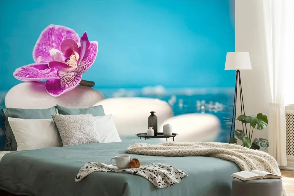 Carta da parati – Orchidea e pietre zen
