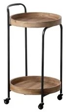 Carrello da Cucina Nero Naturale Ferro Legno di abete 42 x 40,5 x 74 cm