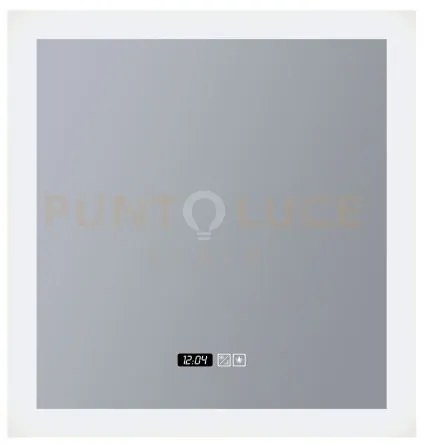 Specchio da bagno quadrato - orologio digitale, antiappannamento