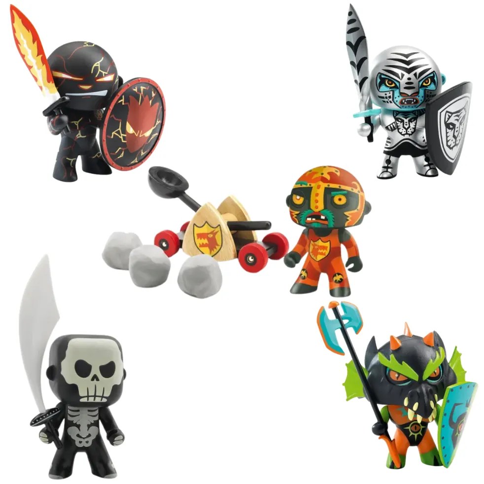 Pacchetto Arty Toys grande - cavalieri Baldy & catapulta & Volcano & Skully & Drack & Furious