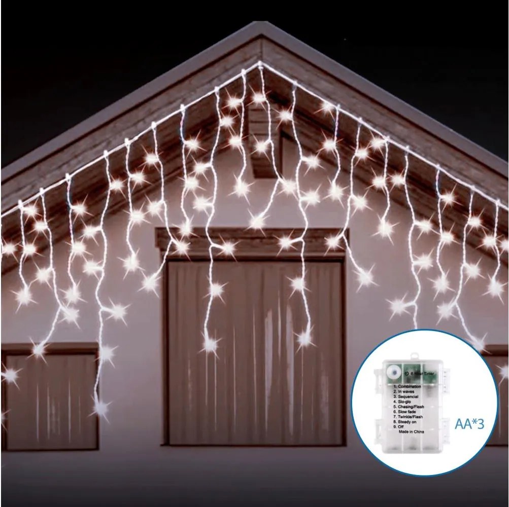 Aigostar - Catena LED per esterni 200xLED/8 funzioni 13x0,6m IP44 bianco freddo