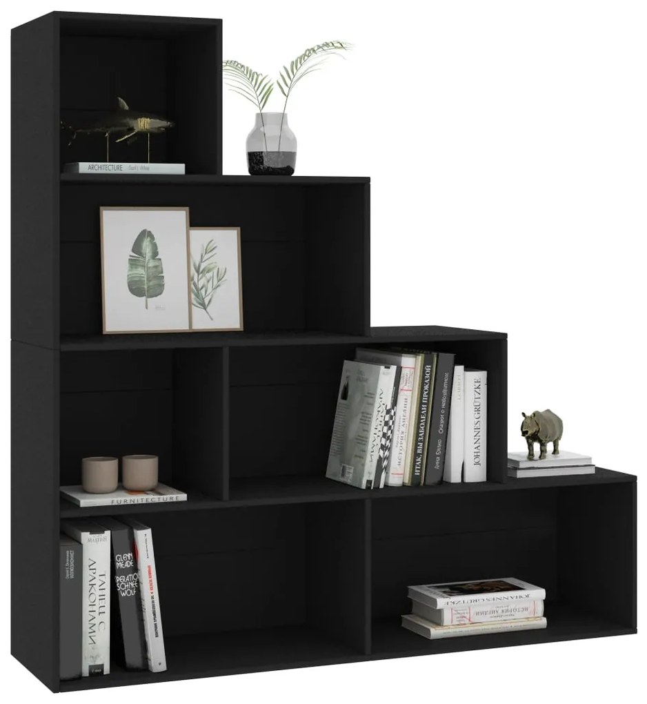 Libreria/Divisorio Nero 155x24x160 cm in Legno Multistrato