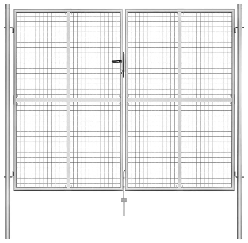 Cancello Per Giardino İn Acciaio Zincato 306x250 Cm Argento /