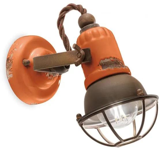 Applique 1 luce con gabbia loft vintage arancio c1675/1vio