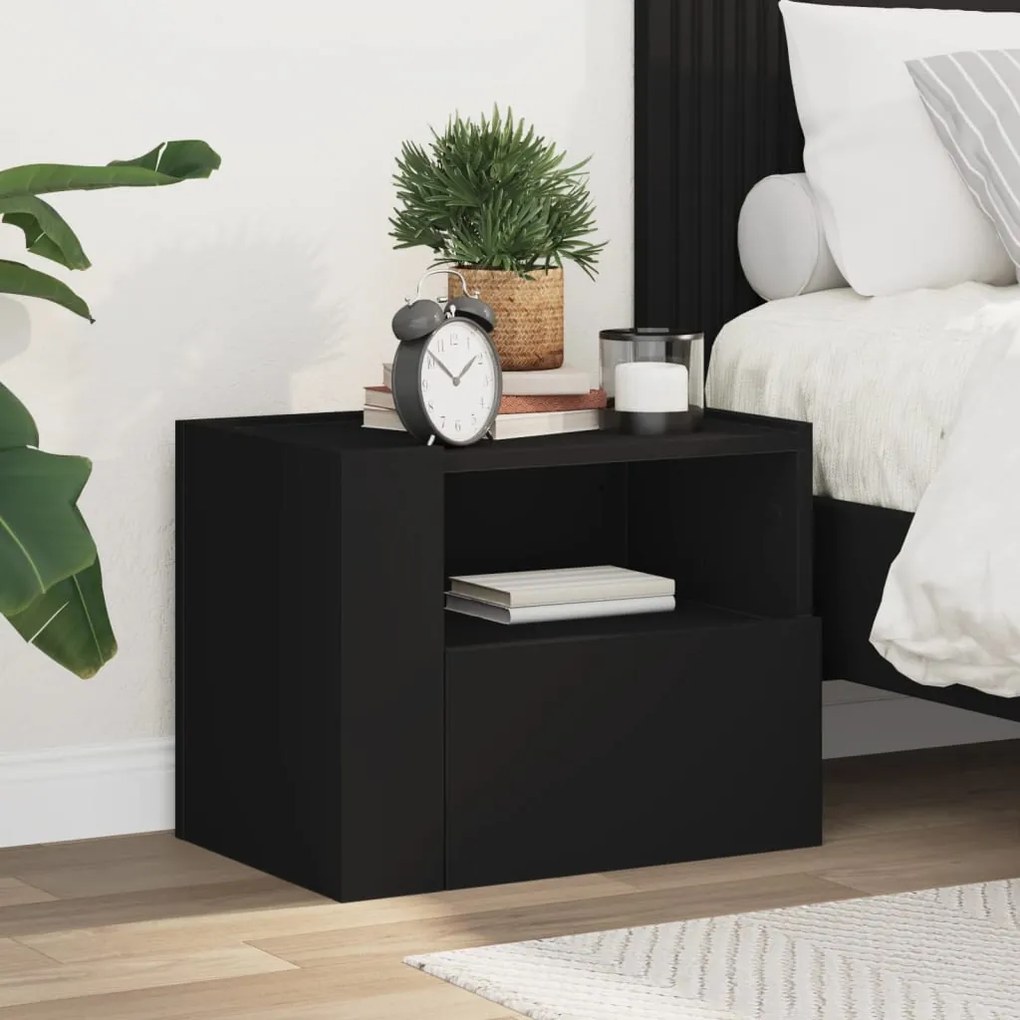 Comodino A Muro Nero 45x30x35 Cm /