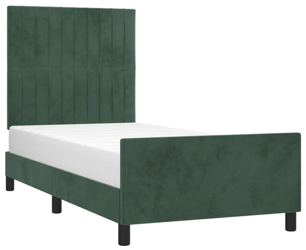 Giroletto con testiera verde scuro 90x190 cm in velluto