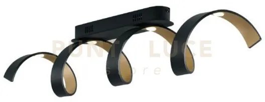 Plafoniera led helix spirale nero e oro 20w 1680lm 4000k 80x18cm