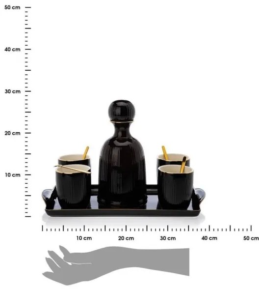 Set di tazzine in ceramica con caraffa e vassoio KENDI nero
