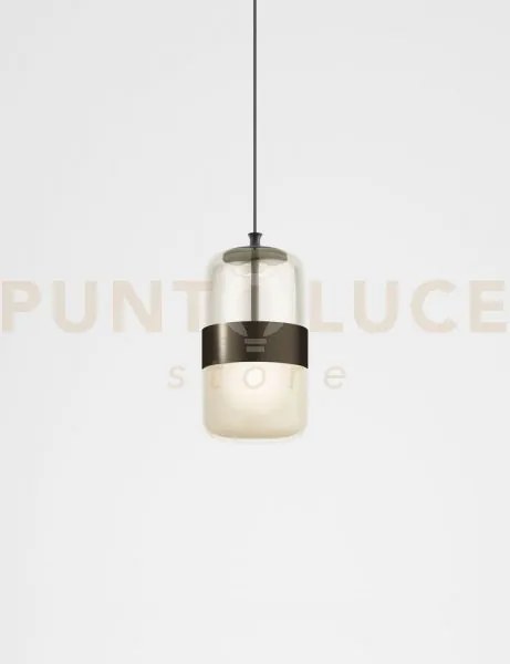 Futura sospensione m ambra ottone montatura nero opaco 1 luce attac...
