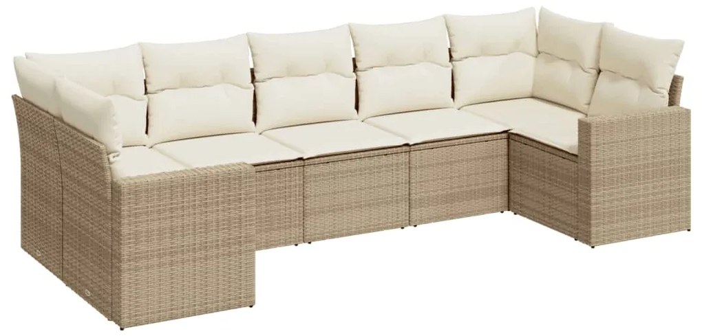 Set divani da giardino 7 pz con cuscini beige in polyrattan