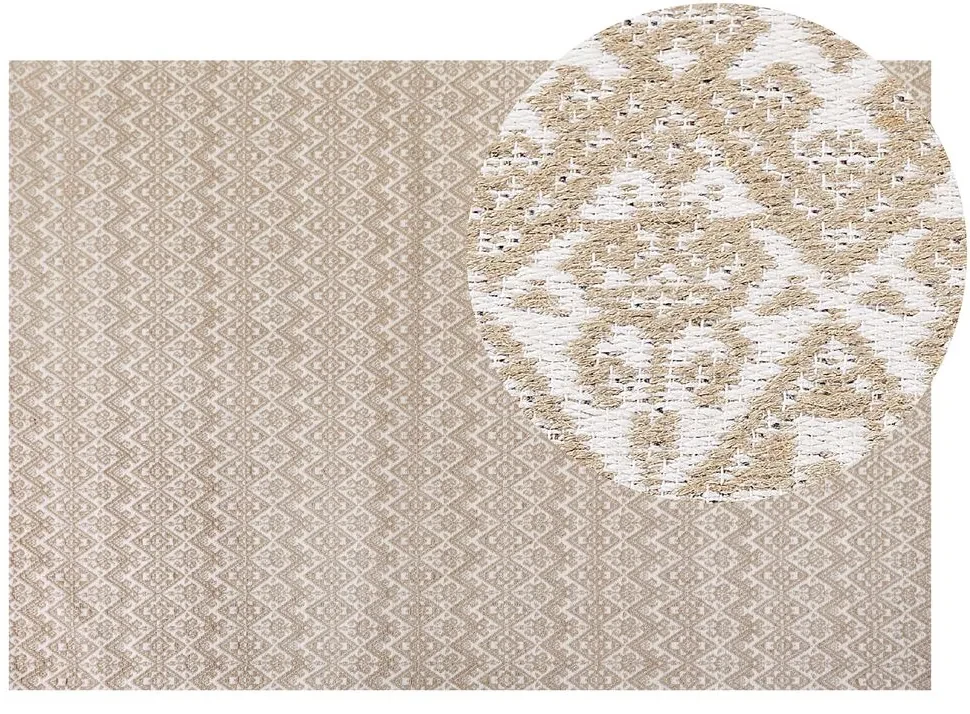 Tappeto iuta beige e bianco 160 x 230 cm ATIMA Beliani