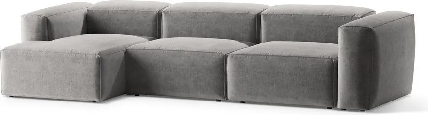 Divano angolare grigio chiaro (con penisola a sinistra/con chaise lounge) Bergamo – Cosmopolitan Design