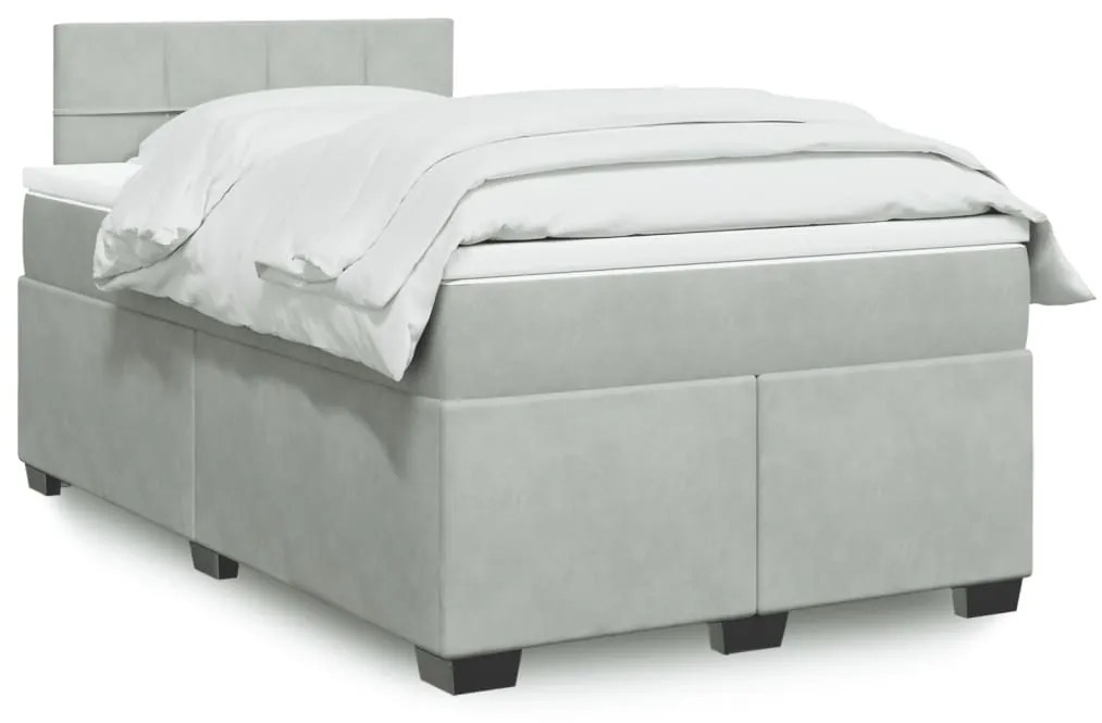Giroletto A Molle Con Materasso Grigio Chiaro 120x190cm Velluto /