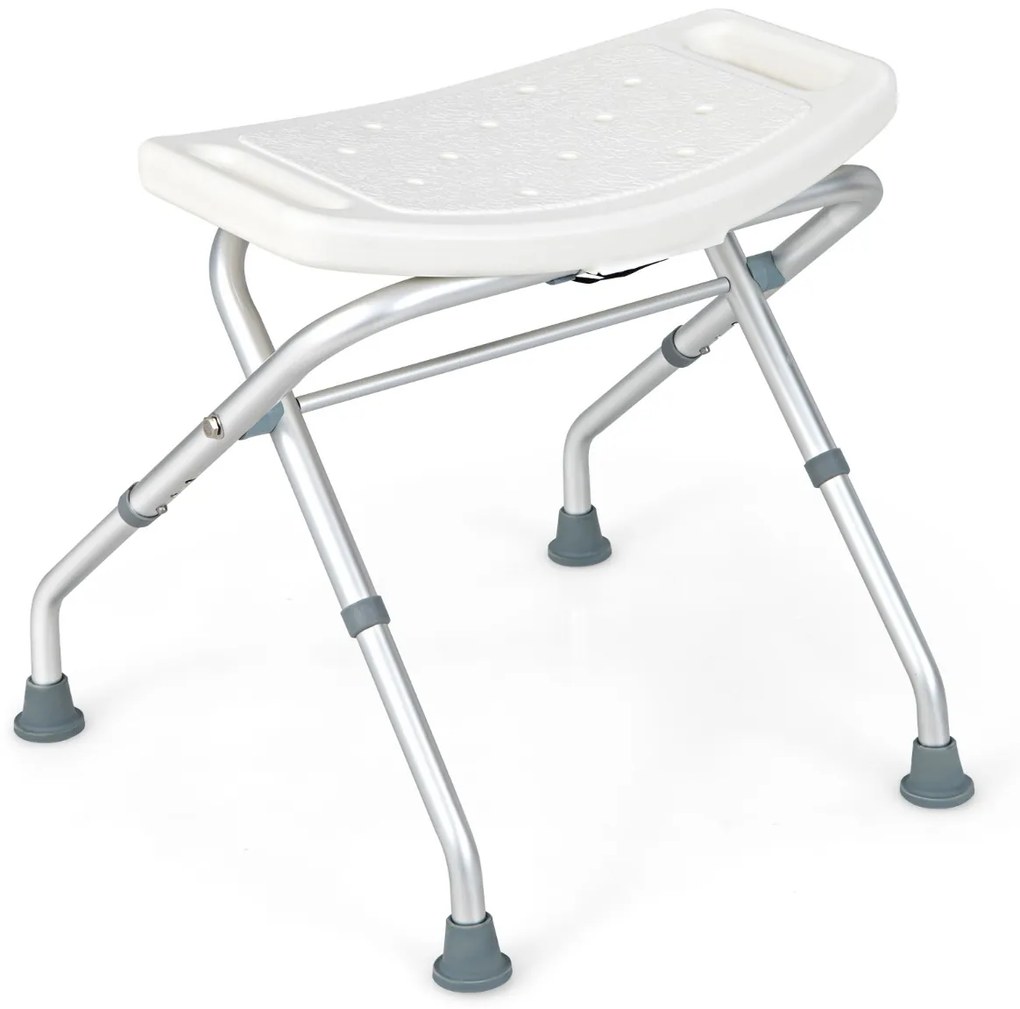 Costway Sgabello per doccia regolabile in altezza a 3 livelli con maniglie portata 150kg, Sedia per doccia 53x50x52,5cm