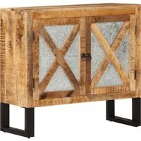 Credenza 80x30x71 cm in Legno Grezzo Massello Mango e Metallocod mxl 102242