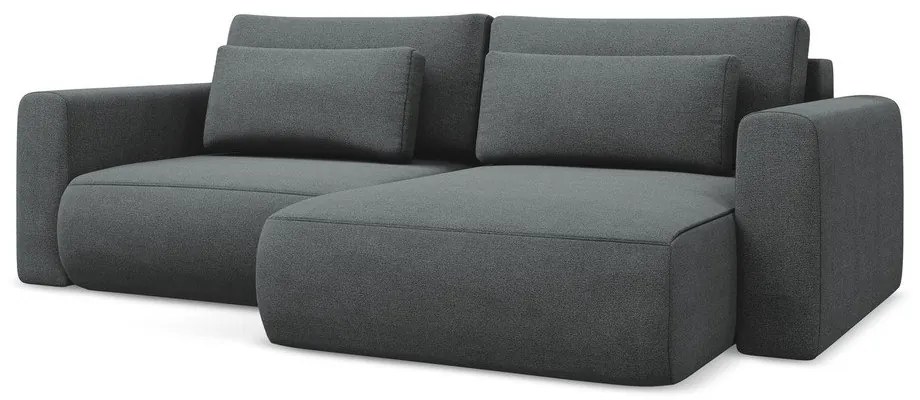 Divano angolare grigio scuro allungabile/con contenitore (con penisola a destra/con chaise lounge) Kapua – Makamii