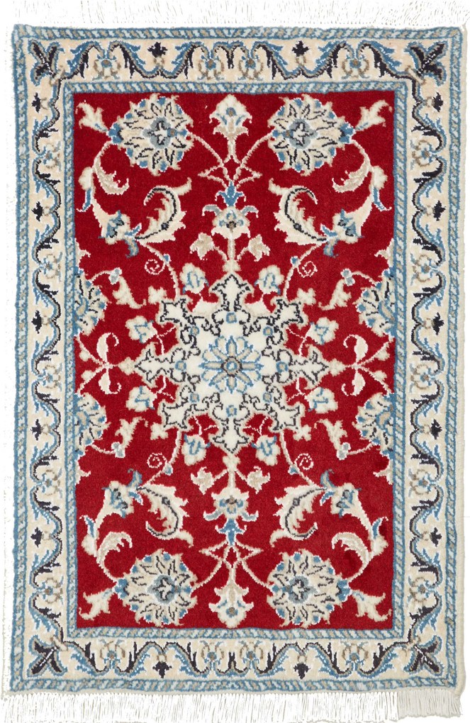 Nain Tappeto persiano 60 x 90 Rosso (Iran) Annodato A Mano